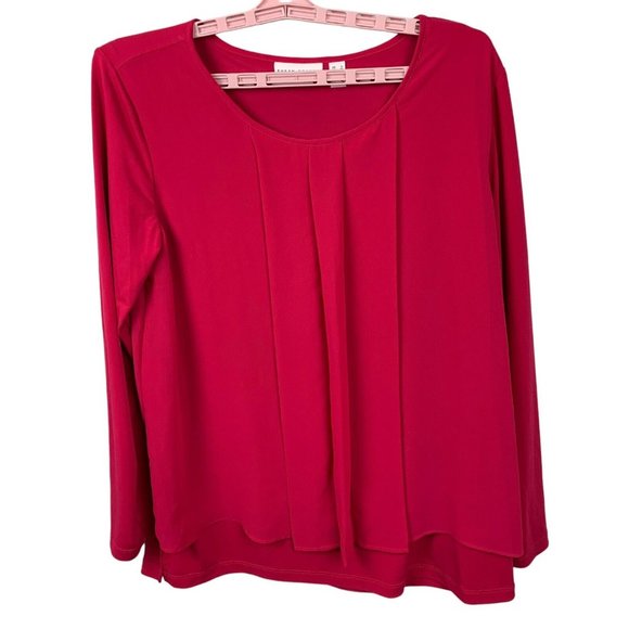 Susan Graver Womens Blouse Top Small Pink Long Sleeve Business Dressy Pleated - Picture 7 of 13